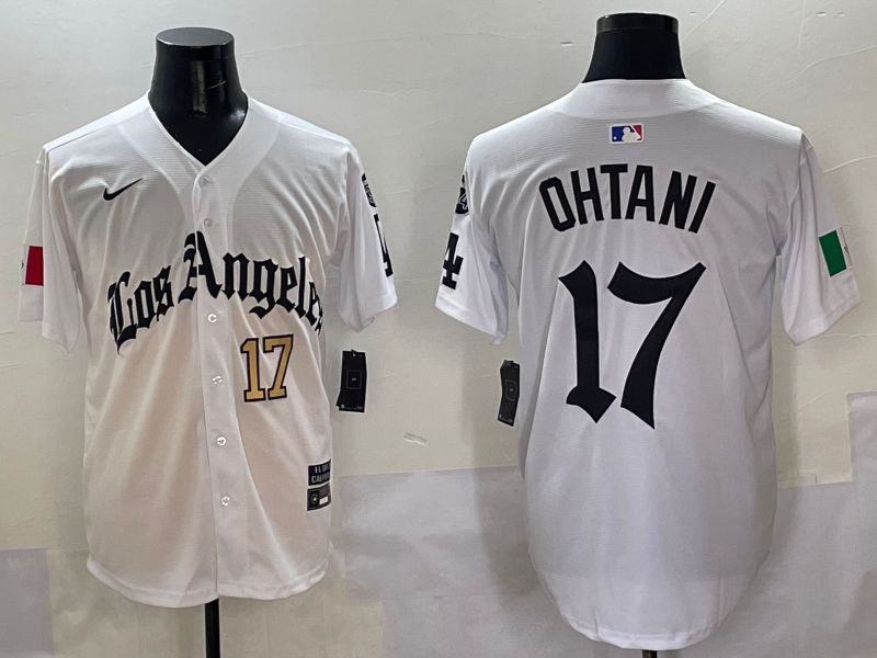 Men Los Angeles Dodgers #17 Ohtani White Five generations Joint Name 2025 Nike MLB Jersey style 4->los angeles dodgers->MLB Jersey